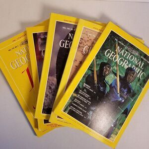 Set of 5 National Geographic Magazine 1980s: 1980, 1985, centennial edition 1988